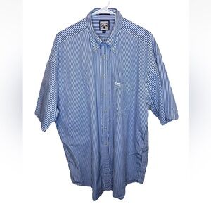 Faconnable Men’s Long Sleeve Button Down Blue White Striped Shirt Size XXL EUC
